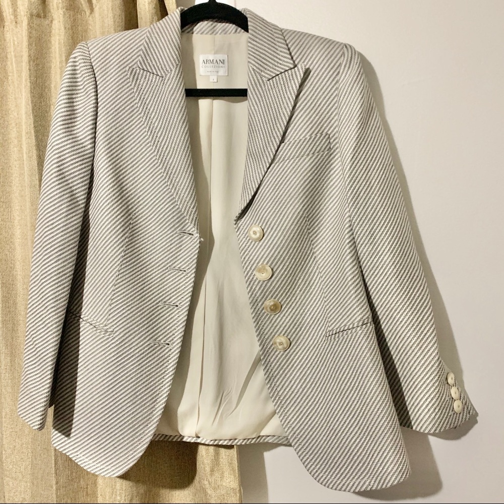ARMANI COLLEZIONI Italy Blue White Stipe Blazer